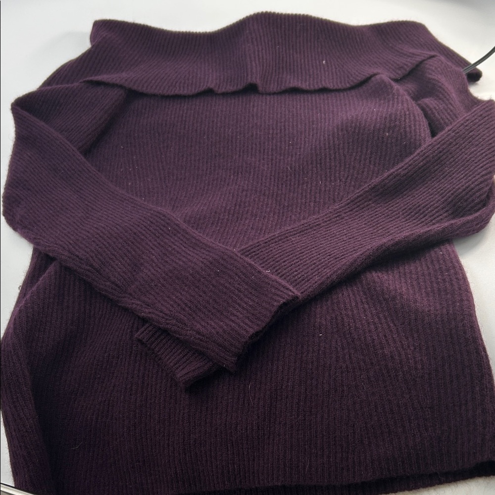 Bloomingdale's Off-the-Shoulder Plum Sweater cashmere - Picture 15 of 16